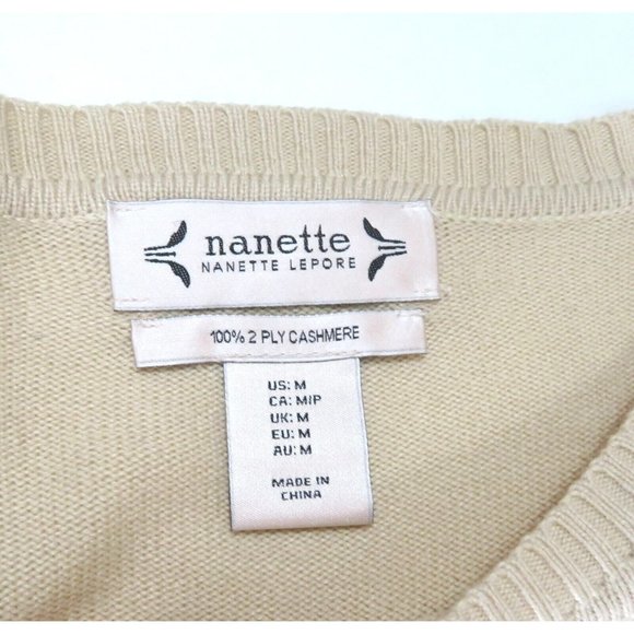 Nanette Lepore Women's Sweater Size M 100% 2 Ply Cashmere Oatmeal Beige - Picture 3 of 13